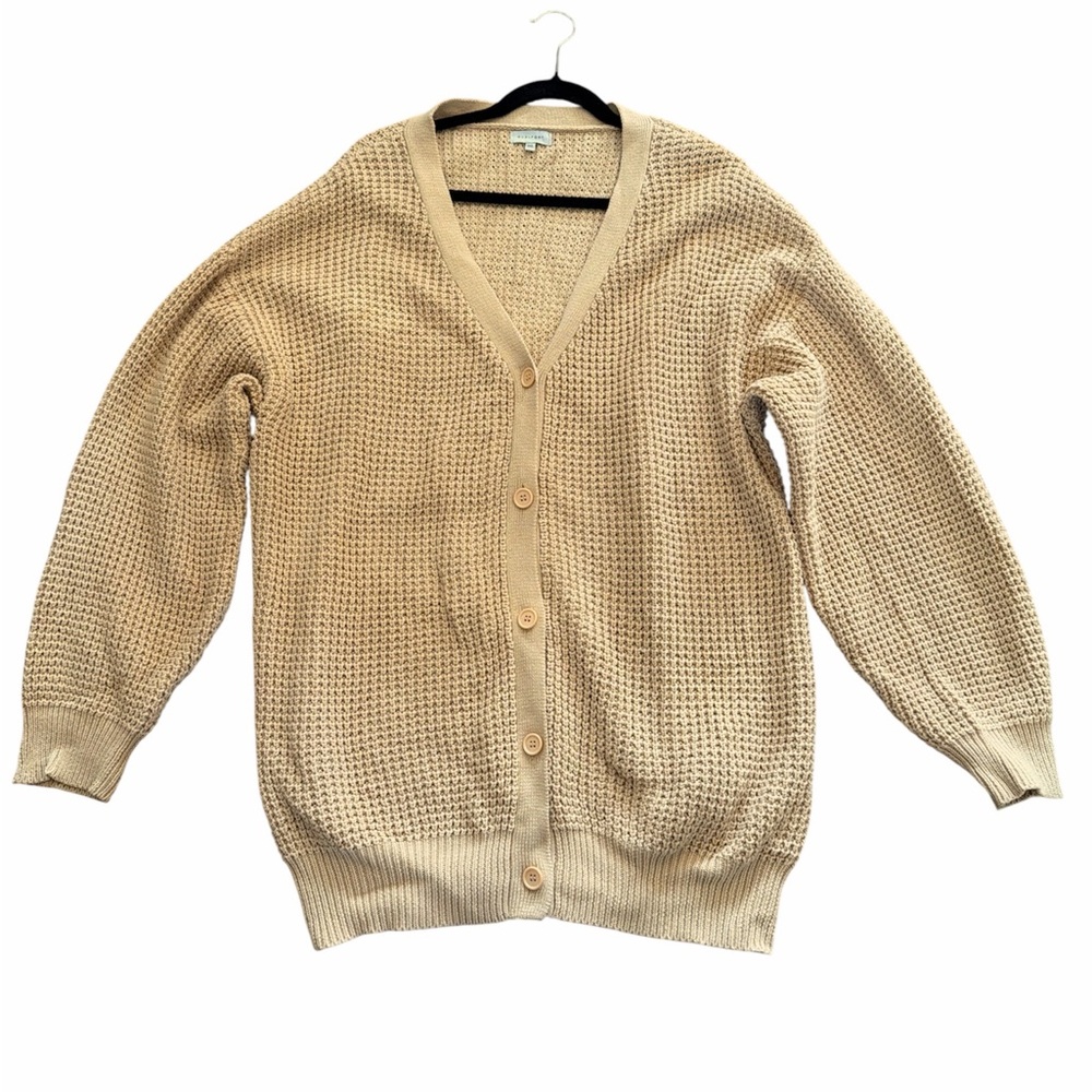 Cozy 100%Cotton Beige Women's Cardigan Sweater